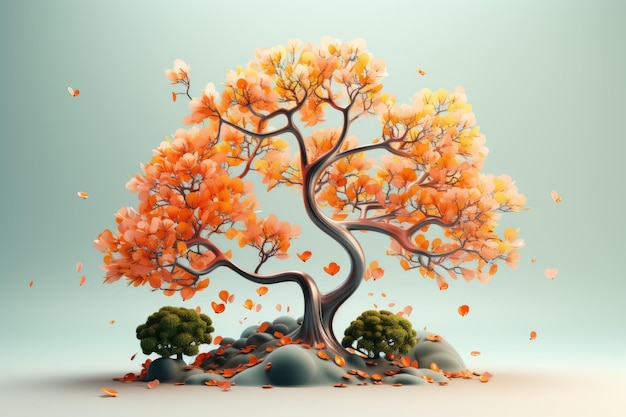 3d illustration of icon of a tree