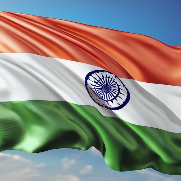 テクスチャを振ってインドの旗の 3 d イラストレーション