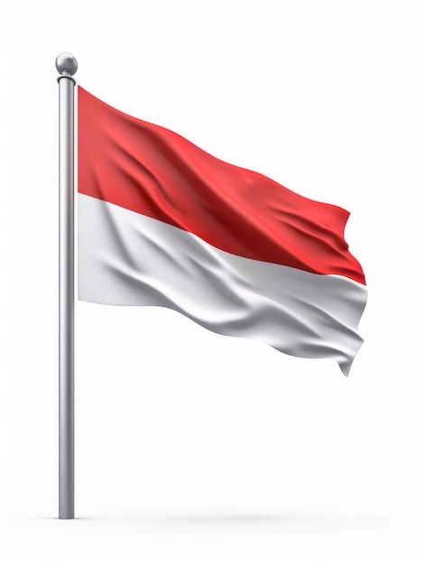 3d illustration of the Indonesia flag with pole