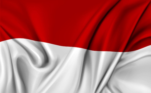 Foto illustrazione 3d della struttura ondeggiante della bandiera indonesiana