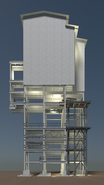 Photo 3d illustration of industrial building