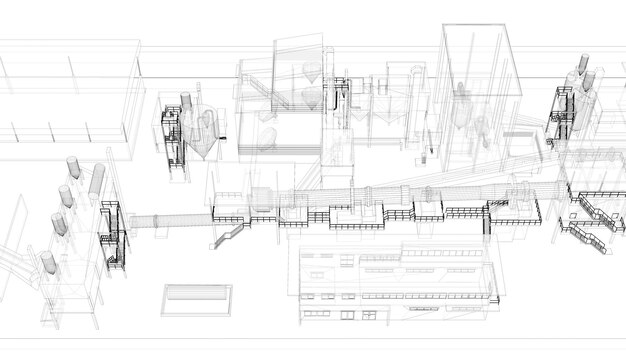 3D-иллюстрация промышленного здания