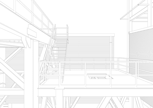 産業建物の3Dイラスト