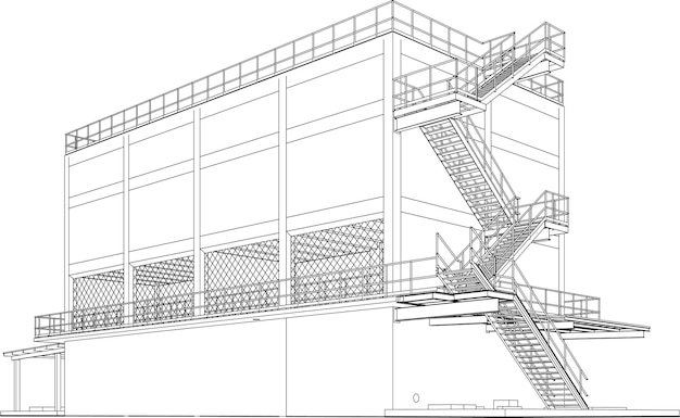 Photo 3d illustration of industrial building