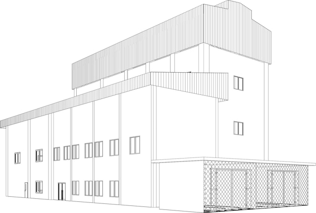 3D illustration of industrial building