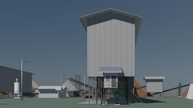 Photo 3d illustration of industrial building