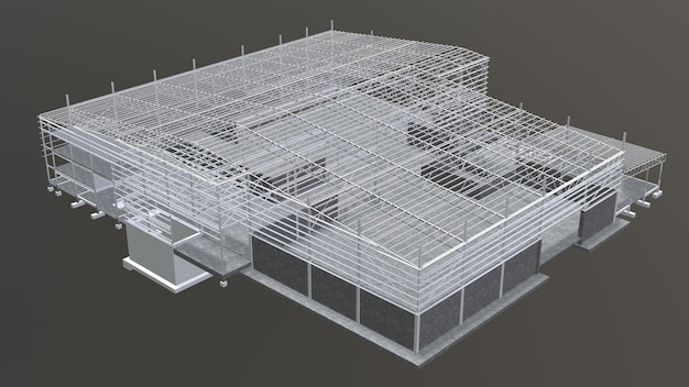 산업 건물의 3D 일러스트