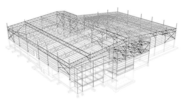 3D иллюстрация промышленного здания