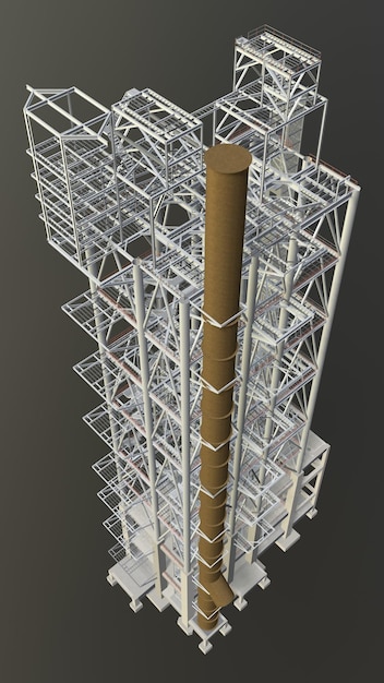 산업 건물의 3D 일러스트
