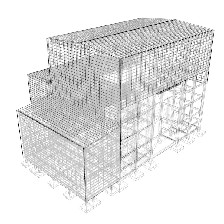 Photo 3d illustration of industrial project