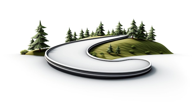 3d illustration infinity road isolated in white background