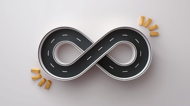 3d illustration of infinity symbol road endless road illustration design on white background