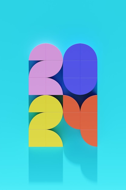 3D illustration inscription 2024 on a colorful background Changeability of years Illustration of the symbol of the new year