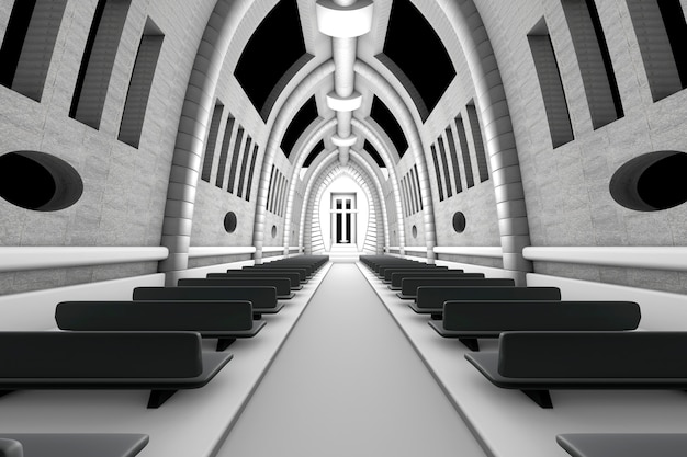 기독교 성당 내부의 3D 일러스트