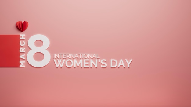 3d illustration of international women39s day phrase in pink and red color