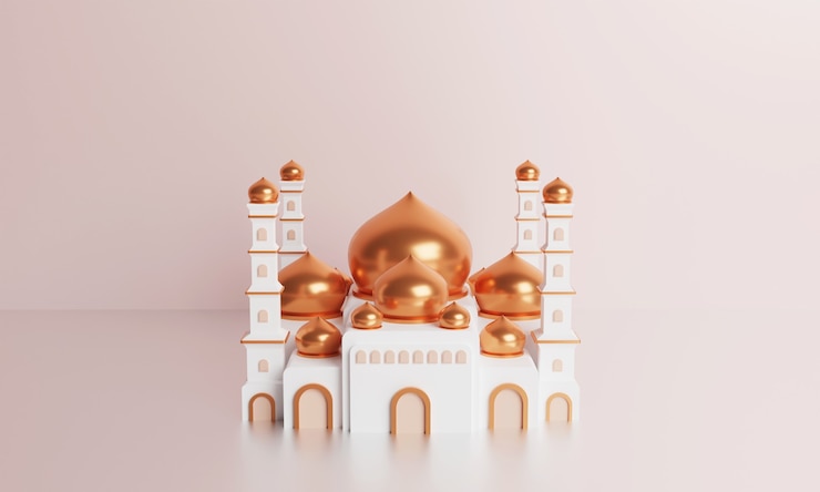 Photo 황금 돔이 있는 이슬람 사원의 3d 그림