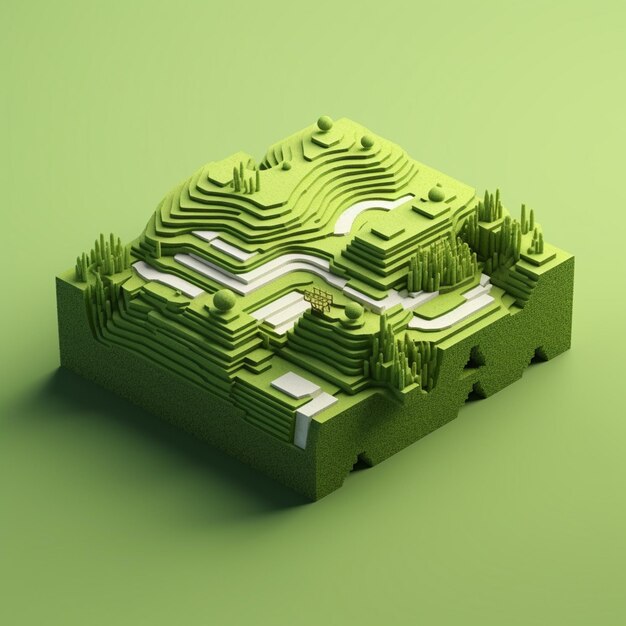 3d illustration of island shape