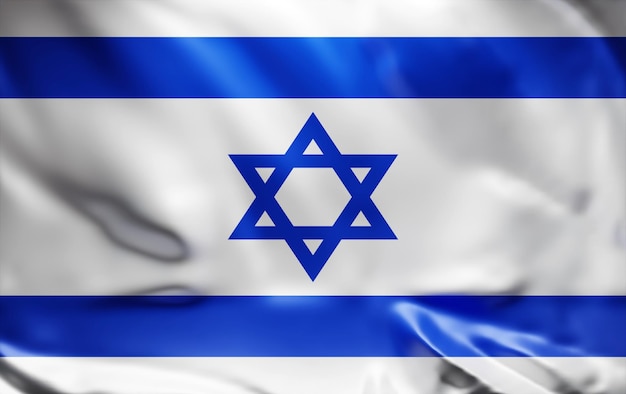 3d illustration of israel flag on wavy fabric