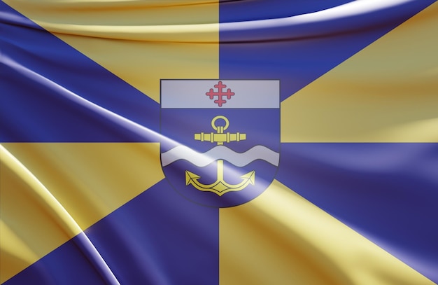 3d illustration of itajai flag on wavy fabric