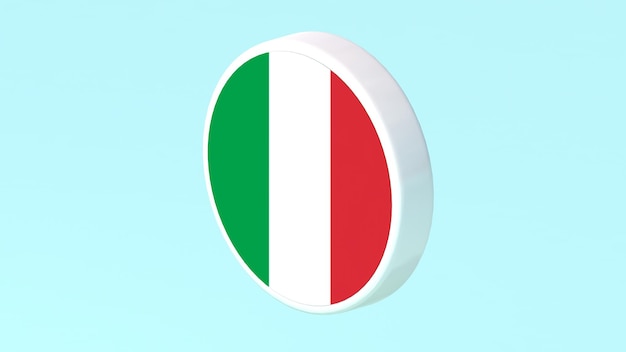 3D illustration Italian flag on a blue background