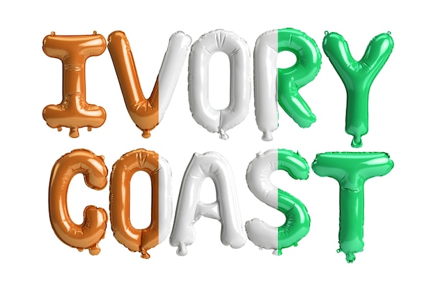 흰색에 고립 된 플래그 색으로 아이보리 Coastletter 풍선의 3d 그림