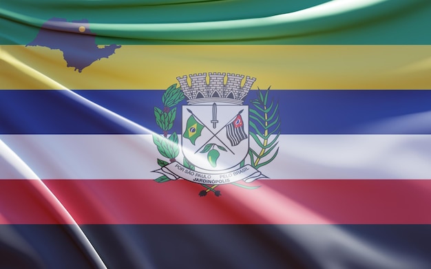 3d illustration of jardinopolis flag on wavy fabric