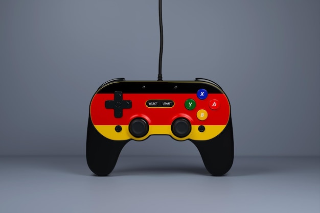 3d illustration joystick gamepad game console or game controller with the colors of the national flag of germany computer games cartoon minimalistic style