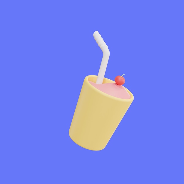 3d illustration juice icon for summer 3d rendering