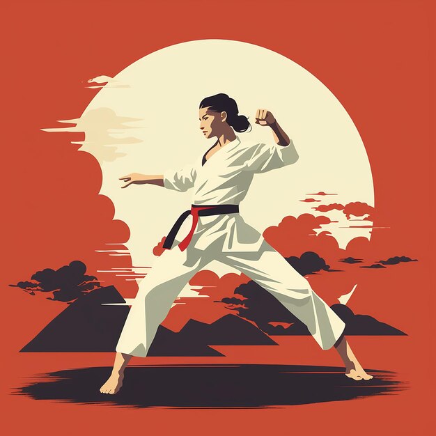 Photo 3d illustration for karate made with generative ai