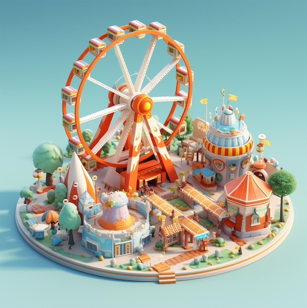 3d illustration kids Playground