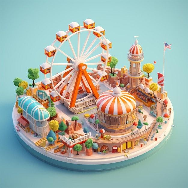 3d illustration kids Playground