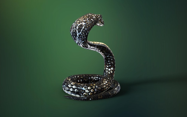 3d Illustration King Cobra The World039s Longest Venomous Snake Isolated on Green Background