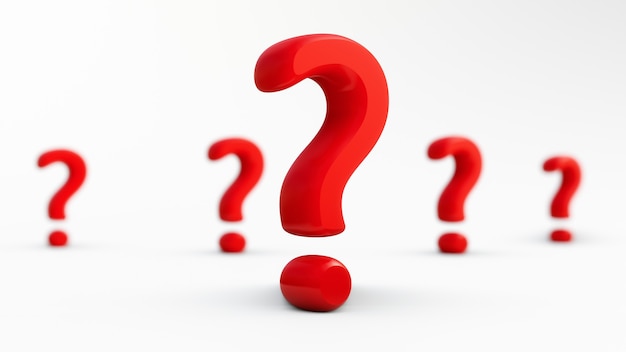 3d illustration. large red question mark. isolated on white background.