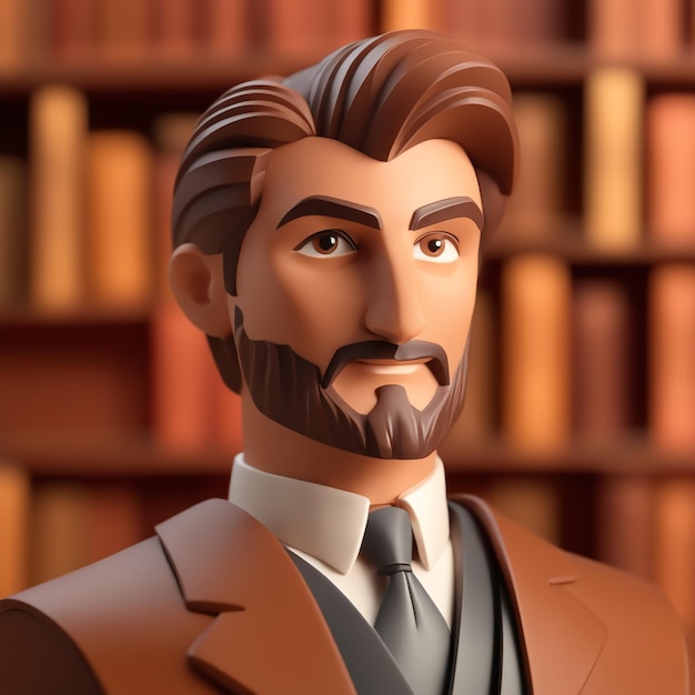 3d illustration of lawyer man isolated on paper background colored brown background