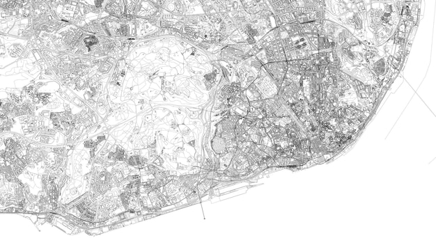 Foto illustrazione 3d della città di lisbona e degli edifici di massa