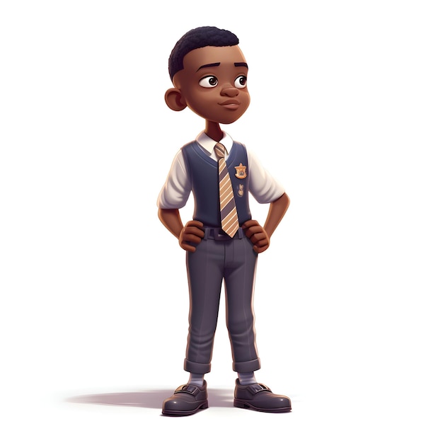 3D Illustration of a Little Boy Wearing Tie and Shirt