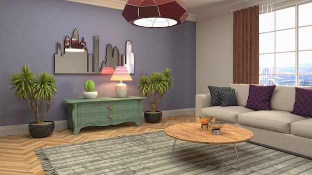 3d illustration of the living room interior