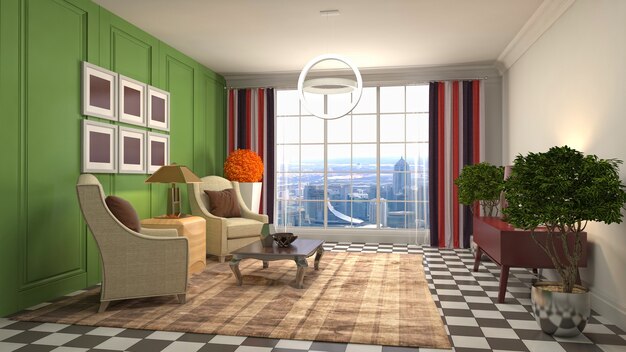 3d illustration of the living room interior