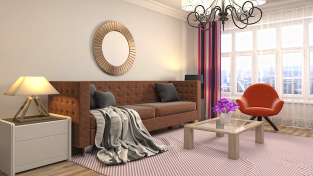 3d illustration of the living room interior