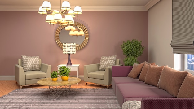 3d illustration of the living room interior