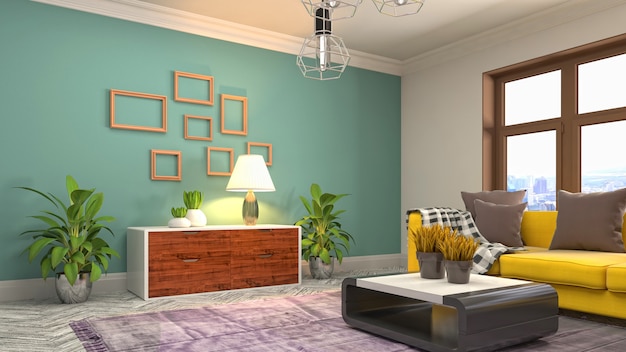 3d illustration of the living room interior