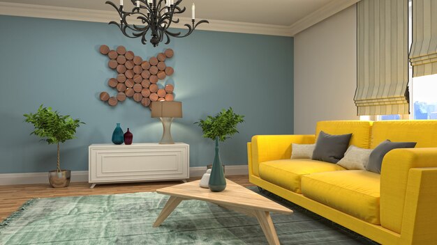 3d illustration of the living room interior