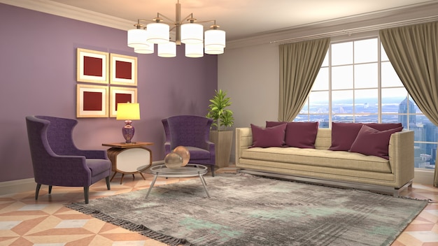 3d illustration of the living room interior