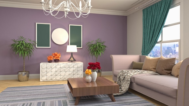 3d illustration of the living room interior