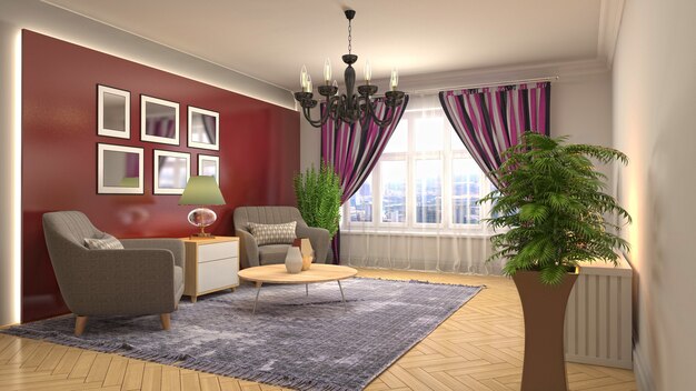 3d illustration of the living room interior