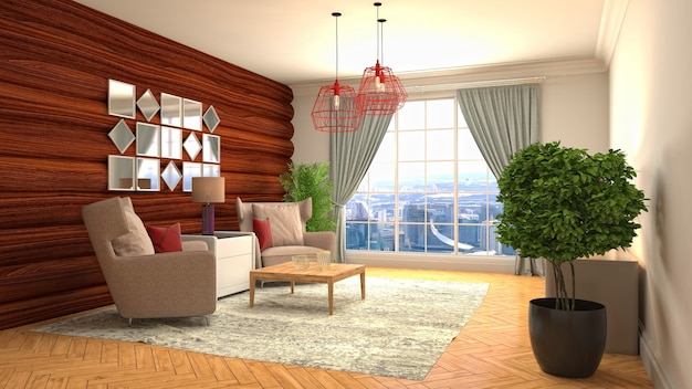 3d illustration of the living room interior