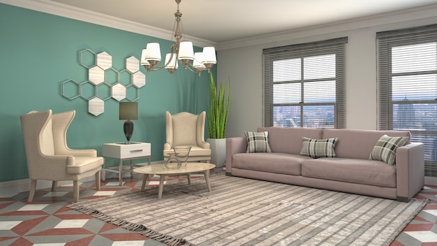 3d illustration of the living room interior