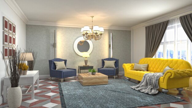 3d illustration of the living room interior