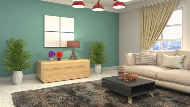 3d illustration of the living room interior