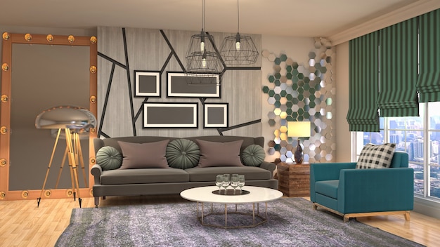 3d illustration of the living room interior